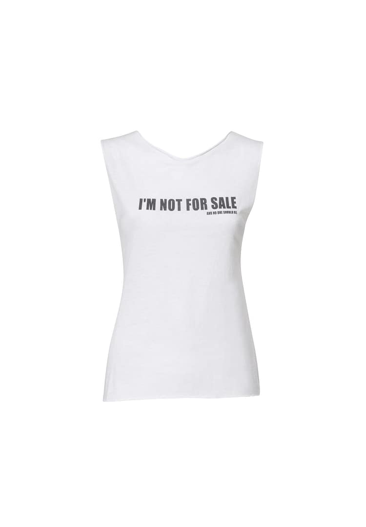 חולצת לוגו I'M NOT FOR SALE לבנה כיתוב שחור