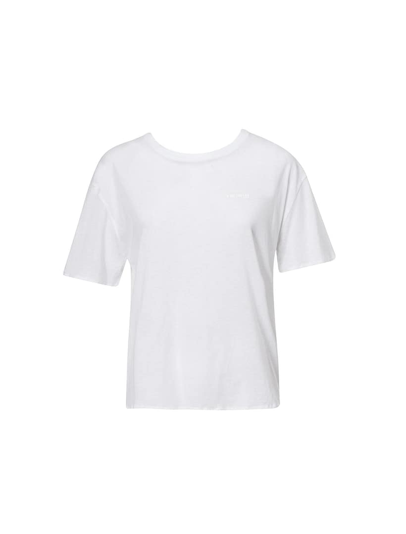 חולצת שרוולים קצרה לבנה כיתוב לבן